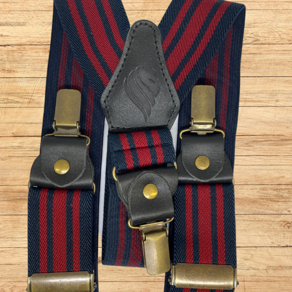 Navy And Red Striped Braces - Image 5