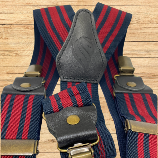 Navy And Red Striped Braces - Image 4